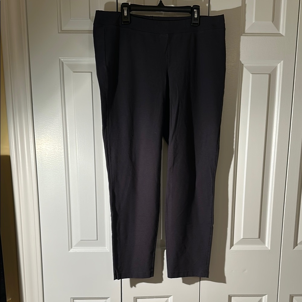 Eileen Fisher Charcoal Washable Stretch Crepe Ankle Trousers
